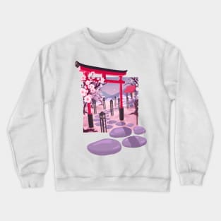 Sakura Temple - inspired by Matsuo Basho Crewneck Sweatshirt